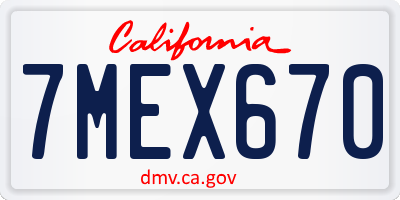 CA license plate 7MEX670