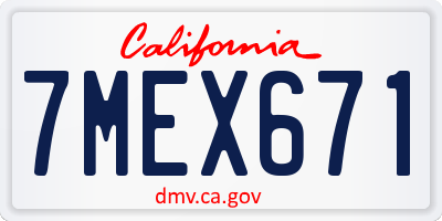 CA license plate 7MEX671