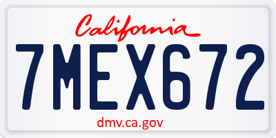 CA license plate 7MEX672