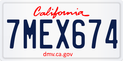 CA license plate 7MEX674