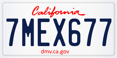 CA license plate 7MEX677