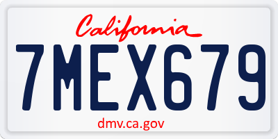CA license plate 7MEX679