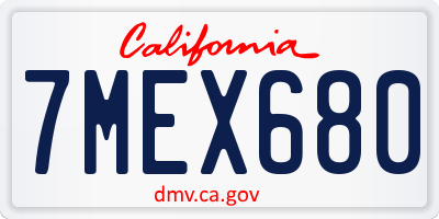 CA license plate 7MEX680