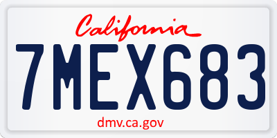 CA license plate 7MEX683