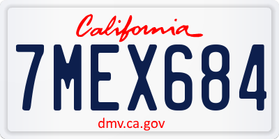 CA license plate 7MEX684