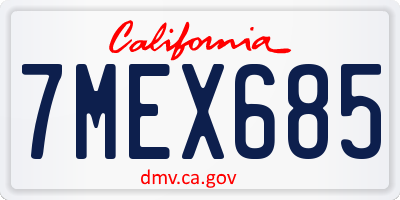 CA license plate 7MEX685
