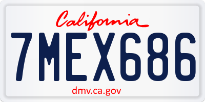 CA license plate 7MEX686