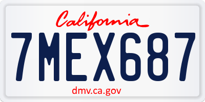 CA license plate 7MEX687