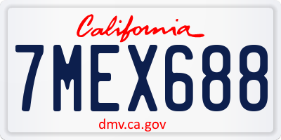 CA license plate 7MEX688