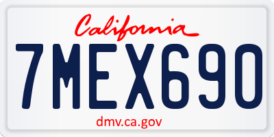 CA license plate 7MEX690
