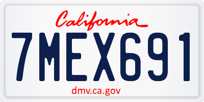 CA license plate 7MEX691