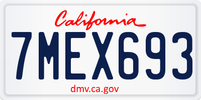 CA license plate 7MEX693