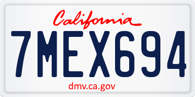 CA license plate 7MEX694