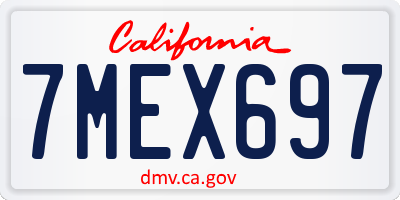 CA license plate 7MEX697