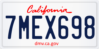 CA license plate 7MEX698