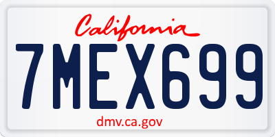 CA license plate 7MEX699