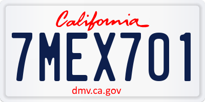 CA license plate 7MEX701