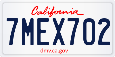 CA license plate 7MEX702