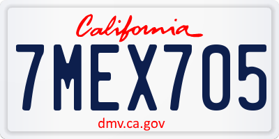 CA license plate 7MEX705