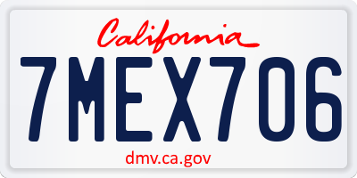 CA license plate 7MEX706