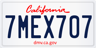 CA license plate 7MEX707