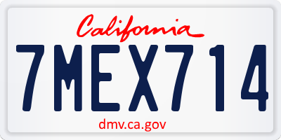 CA license plate 7MEX714