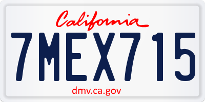 CA license plate 7MEX715