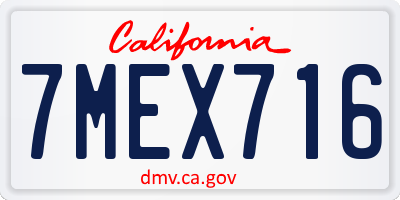 CA license plate 7MEX716