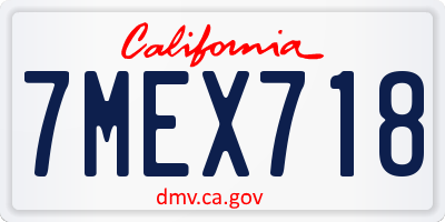 CA license plate 7MEX718