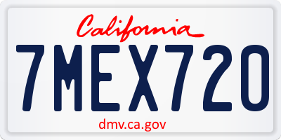 CA license plate 7MEX720
