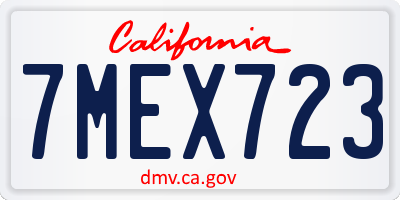 CA license plate 7MEX723
