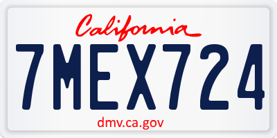 CA license plate 7MEX724