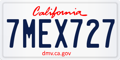 CA license plate 7MEX727