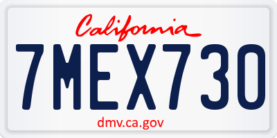 CA license plate 7MEX730
