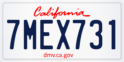 CA license plate 7MEX731