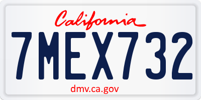CA license plate 7MEX732