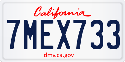 CA license plate 7MEX733