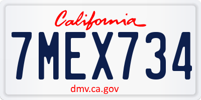 CA license plate 7MEX734