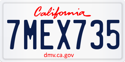 CA license plate 7MEX735