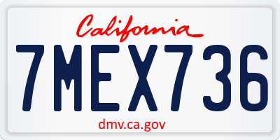 CA license plate 7MEX736