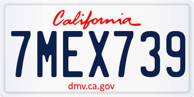 CA license plate 7MEX739