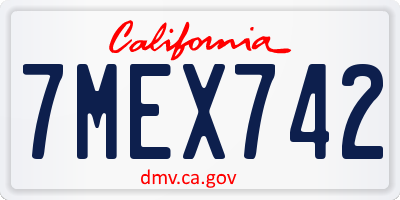 CA license plate 7MEX742