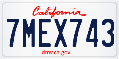 CA license plate 7MEX743