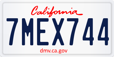 CA license plate 7MEX744