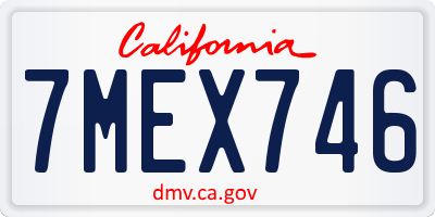 CA license plate 7MEX746