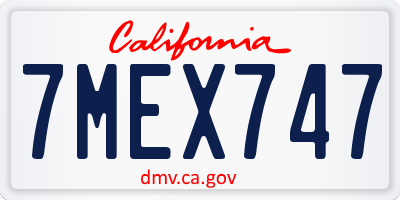 CA license plate 7MEX747