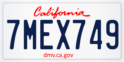 CA license plate 7MEX749