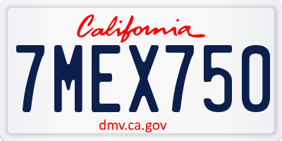CA license plate 7MEX750