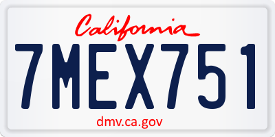 CA license plate 7MEX751