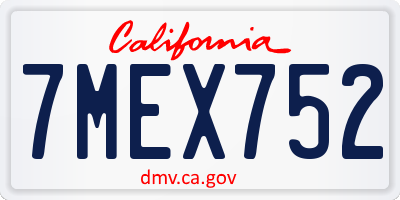 CA license plate 7MEX752